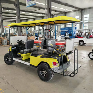 Carrito de Golf Eléctrico Amarillo de 4 Plazas con Techo Abierto, Carro Utilitario a Batería para Transporte en Hoteles y Resorts - Product Image 2
