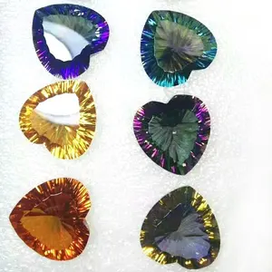 Quarzo Mistico di Alta Qualità all'Ingrosso, Taglio Concavo a Cuore Millennium, per Incastonatura di Gioielli - Product Image 1