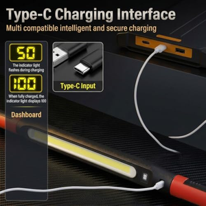 Lampe de travail LED COB pliable avec crochet magnétique, 2400 mAh, rechargeable, pour inspection sous le capot, atelier, voiture, alimentation USB - Product Image 5