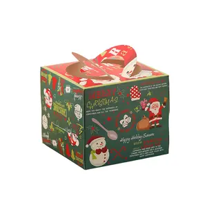 Boîte à gâteau en papier joyeux Noël de 6 pouces avec planche