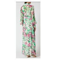 Robe de Plage Longue en Soie Imprimé Animal Profond V Sexy, Kaftan de Plage pour Femme – Fabrication Chinoise