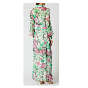 Fabricante Chinês de Kaftan de Praia Longo com Estampa Animal de Seda, Vestido de Praia Sexy com Decote V Profundo para Mulheres - Product Image 1