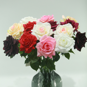 Vente en gros usine – Fleurs artificielles roses à branche unique, <span class=keywords><strong>grand</strong></span> format, toucher réel, faites à la main, pour mariage, Noël, Saint-Valentin, fête, jardin - Product Image 5