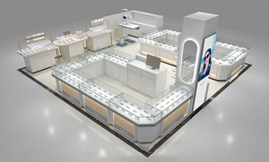 <span class=keywords><strong>Vitrine</strong></span> d'exposition optique en verre trempé à 360 degrés avec éclairage LED, meuble de vente de lunettes de luxe - Product Image 6