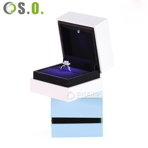 Custom logo Jewellery Velvet Necklace Bracelet Packaging <b>Box</b> with Lighting <b>Black</b> Plastic Led Earrings Ring Jewelry <b>Box</b> - Product Image 6