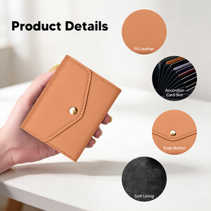 Cartera Personalizada con Bloqueo RFID de PU con Diseño Cruzado, Monedero de Fácil Acceso con Botón - Product Image 4