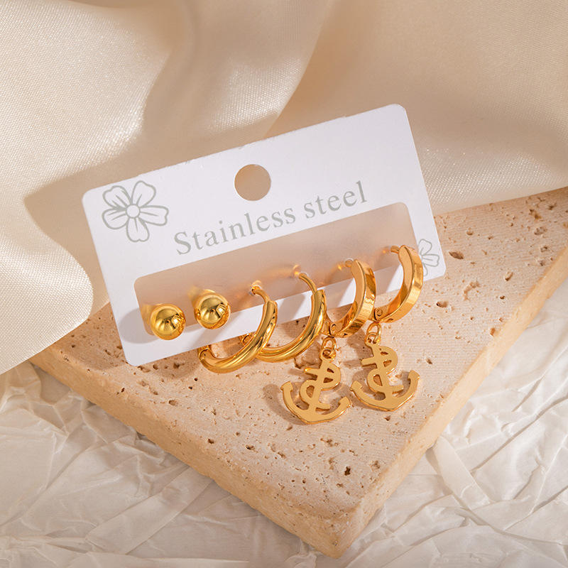 ทอง (Bjge0938-ชุดต่างหูเรือใบ)