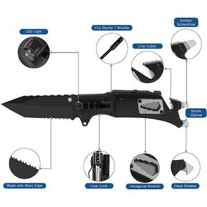 Nuevo Kit de Supervivencia 9 en 1 para Exteriores, Pedernal, Cortador de Cinturón de Seguridad, Rompecristales, Herramienta de Emergencia, Cuchillos de Supervivencia Tácticos LED para Caza - Product Image 2