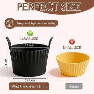 Moules à œufs réutilisables en silicone pour friteuse à air, avec poignées, antiadhésifs, pour œufs, muffins, desserts - Product Image 3