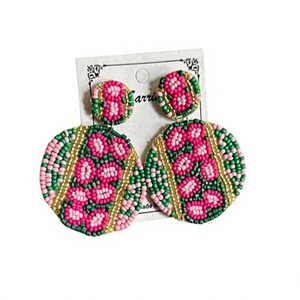 Femmes Rose Perlé Fleur Boucles D'oreilles À La Main Floral Dangling Résine Bijoux Nouvelle Tendance En Gros pour Les Occasions De Noël - Product Image 3