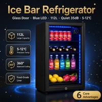 Mini-réfrigérateur à vin et boissons en verre noir pour hôtel, bureau, dortoir