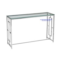 Table de Console noire en acier inoxydable doré, Table avec miroir, Top de couleur argent, pour salon, nouvelle collection