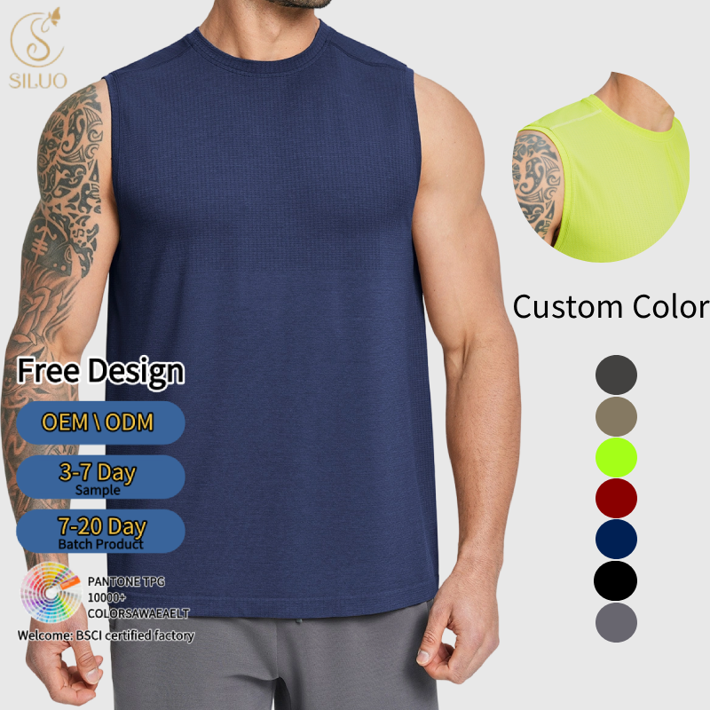 Custom Men's Sport Seamless Workout Tank Top Quick-Dry Breathable Sleeveless Gym Fitness Soft Athletic Yoga Running Casual Vest