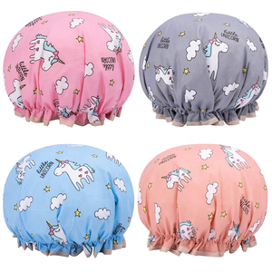 Bonnet de douche de <span class=keywords><strong>bain</strong></span> de grande taille en satin double couche pour <span class=keywords><strong>le</strong></span> visage Chapeau de douche imperméable maquillage des États-Unis européens - Product Image 3