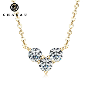 Collar con Colgante de Corazón de Tres Piedras con Diseño de 3 Piedras, Regalo de San Valentín, Plata de Ley 925, Moissanita de 4 mm y 0.30 ct, para Mujer - Product Image 1