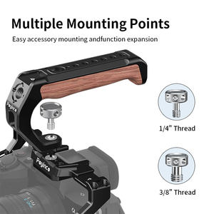 Top Handle Quick Release Handgrip for <strong>Camera</strong> Cage Rig 3/8" ARRI Locating Pins Black Lightweight Wood Aluminum Alloy Handle <strong>Grip</strong> - Product Image 3