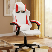 Chaise de jeu ergonomique minimaliste moderne en cuir PU avec dossier ailé réglable en hauteur, accoudoirs inclinables et pivotants