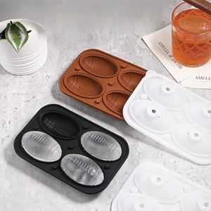 Molde de Hielo Divertido con Forma de Balón de Fútbol, Baloncesto y Rugby <span class=keywords><strong>para</strong></span> Bebidas, Cócteles, Enfriador de Alimentos, Bandeja de Cubitos de Hielo de Silicona de Grado Alimenticio - Product Image 1