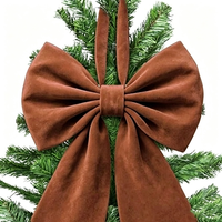 Décoration de sommet de sapin de Noël classique en velours rouge de 22 pouces, ornement de sapin de Noël, décoration murale intérieure pour la maison