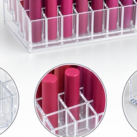 Présentoir à Rouge à Lèvres en Acrylique Transparent, Organisateur Cosmétique Ouvert pour Comptoir de Vente au Détail, Support de Rangement pour Maquillage