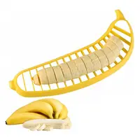 Manjia בננה חותכי מבצע מעשי מטבח כלי פלסטיק סלט פירות קולפן חותך מסוק קל בננה מבצע