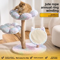 Structure d'escalade et arbre à chat en bois massif, poteau à gratter peu encombrant et lit pour chat pour petits appartements (Modèle 2628)