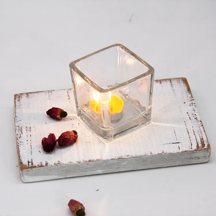 wholesale high-quality clear square glass candle jars & candle holder for home decor with lid