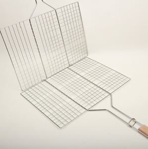 Wooden Handle Stainless Steel BBQ <b>Mesh</b> <b>Grilling</b> Clip, Food <b>Grilling</b> Holder <b>for</b> Barbecue Cooking - Product Image 6
