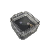 Boîte de présentation de pierres précieuses, boîte à bijoux noire avec couvercle à fermoir transparent et coussin en velours pour décoration, pierres précieuses, pièces de monnaie