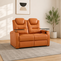 Canapé électrique moderne deux places en cuir véritable avec fauteuil inclinable électrique, rembourrage en mousse à mémoire de forme, structure en bois extensible