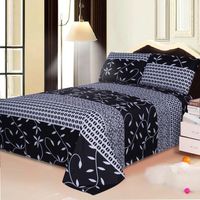 Parure de lit de luxe 4 pièces imprimée pigmentaire style chinois traditionnel en polyester avec garnissage en coton 300 fils au pouce carré
