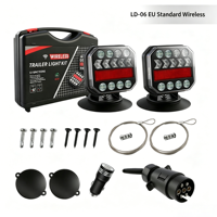 Feu arrière LED sans fil LD-06 (norme US) avec ventouse magnétique, étanche, haute luminosité 12-24V 3000 Lumens pour remorque