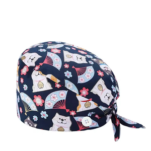 Elegantes Gorros Quirúrgicos con Forro de Satén y Botones, Gorros de Enfermera con Estampado de Dibujos Animados, Gorros Médicos para Enfermeras, Gorros Quirúrgicos Lavables para Mujer - Product Image 1