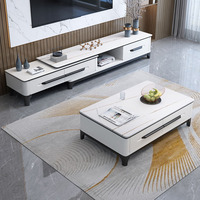Meuble TV lumière italienne luxe ardoise support TV et table basse ensemble moderne minimaliste rétractable salon plancher armoire