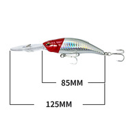 Nouvelle leurre flottante Mino pour eau douce, 85mm/18.2g, avec une longue queue relevée et une bande blanche, couleur 9195.