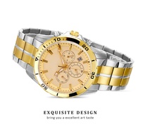 Montre Homme Sportive Multifonction Chronographe en Acier Inoxydable Style Affaires Tendance avec Fenêtre Calendrier et Découpes Sectorielles Uniques
