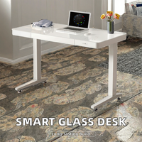 Mesa elevadora eléctrica de vidrio templado, ergonómica, duradera, de acero, automática, minimalista, escritorio de oficina, escritorio de estudio inteligente