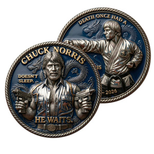 Pièce commémorative Chuck Norris : Légende des arts martiaux, thème « Tough Guy », artisanat métallique, médaille ronde culturelle - Product Image 1