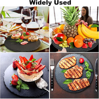 Vente en gros de napperons en ardoise naturelle de style classique, planche à fromage européenne à graver personnalisée, assiette de service en pierre noire de 5mm