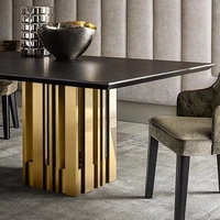 Table de salle à manger en bois de grande taille, mobilier moderne de luxe et de conception Unique en acier inoxydable haut de gamme