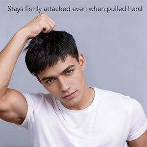 Prothèse capillaire pour homme en cheveux naturels, pour la partie supérieure <span class=keywords><strong>de</strong></span> la <span class=keywords><strong>tête</strong></span> et le front, <span class=keywords><strong>extension</strong></span> <span class=keywords><strong>de</strong></span> cheveux entièrement tissée à la main, avec clips BB - Product Image 2