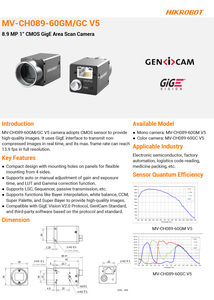 Nouvelle caméra industrielle Hik Robot MV-CH089-60GM V5, 8,9 MP Mono CoaXPress Area Scan Version 5 - Product Image 6