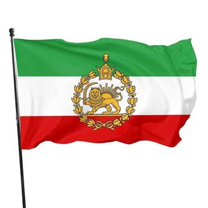 Drapeau historique iranien 3x5 pieds en polyester non tissé 100% avec lion, soleil et couronne, impression numérique, vente en gros d'usine - Product Image 4