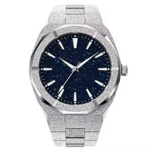 Montre de luxe de style <span class=keywords><strong>Paul</strong></span>, riche, étanche, givrée, entièrement en acier inoxydable, Reloj Para Hombre, montres pour hommes, mouvement japonais, montre analogique - Product Image 1