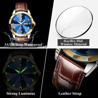 Poedagar810 Classic Analog Chronograph Kleider uhr Business Wheel Leder Wasserdicht 50M Luxus Quarz