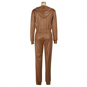 Ensemble <span class=keywords><strong>femme</strong></span> Designer <span class=keywords><strong>en</strong></span> similicuir à capuche, pantalon de <span class=keywords><strong>jogging</strong></span> court à capuche, fermeture éclair, vêtements de qualité pour <span class=keywords><strong>femme</strong></span>, hiver - Product Image 6