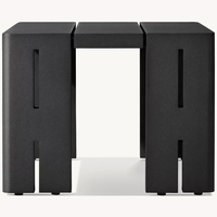 Table d'appoint carrée RH Matira, base ouverte sculpturale en H, bronze foncé, aluminium, mobilier moderne industriel pour salon