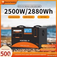 Stasiun portabel pengisian daya dua arah 2400W, senter luar ruangan mobil Panel surya MPPT LiFePO4 kapasitas besar