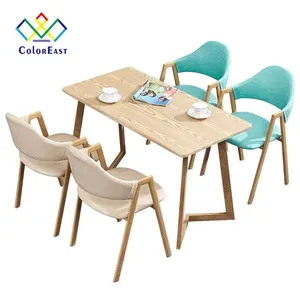 Solid wood cafe bar counter table set fast food restaurant living room dining room metal chair set CECT002