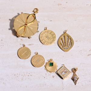 Alta lode accessori gioielli DIY hexagram Charm design unico in acciaio inox zircone placcato in oro ciondolo all'ingrosso - Product Image 3